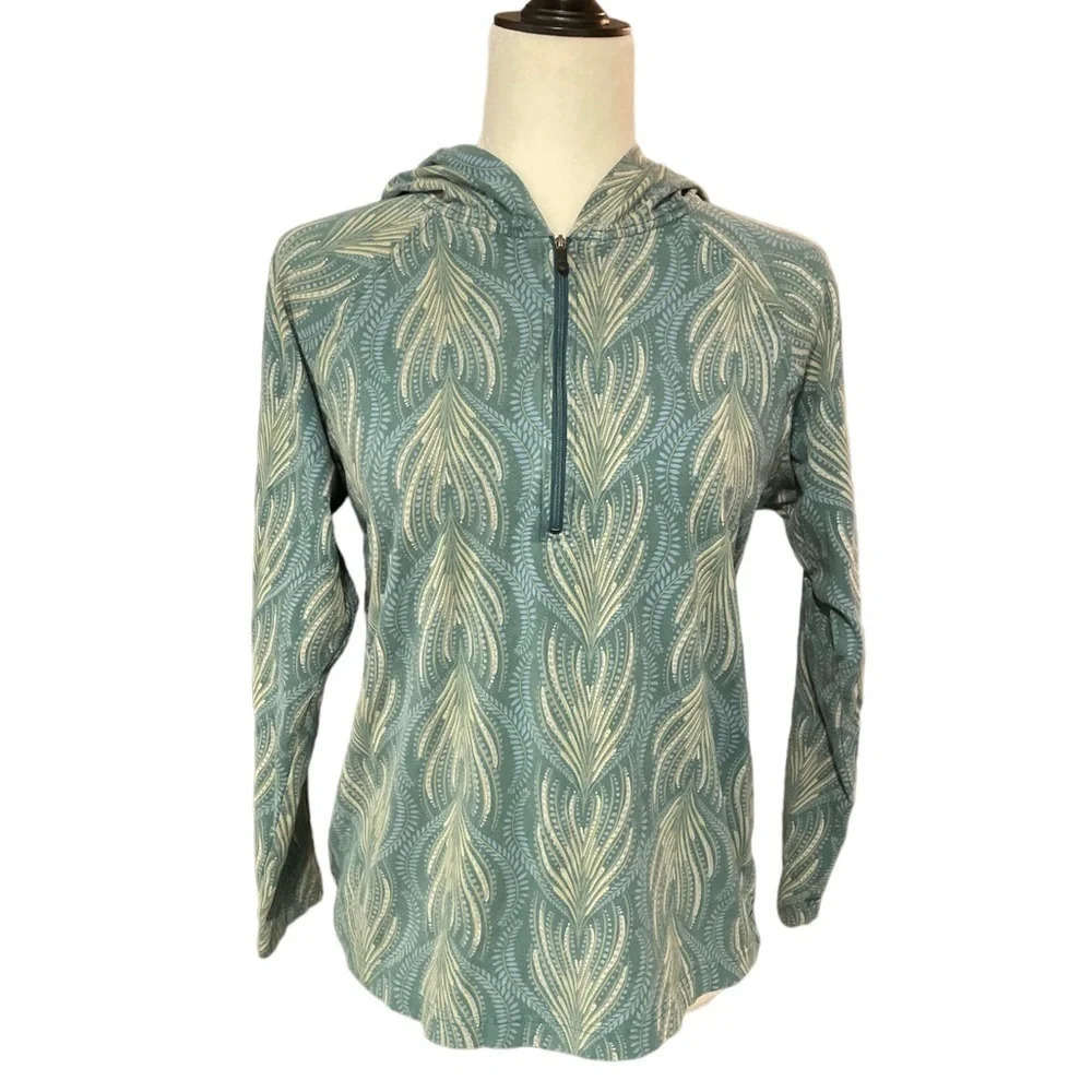 Patagonia Women's Rhythm Hoody Medium Peacock Green Organic Cotton Blend